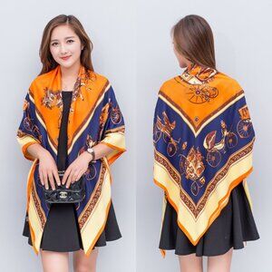130*130cm Carriage Women's Scarf 100% silk Scarf #94